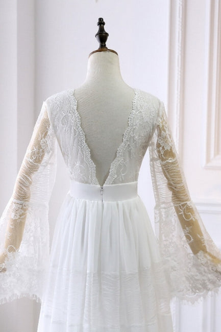 Robe de mariée empire en tulle et dentelle à manches longues 