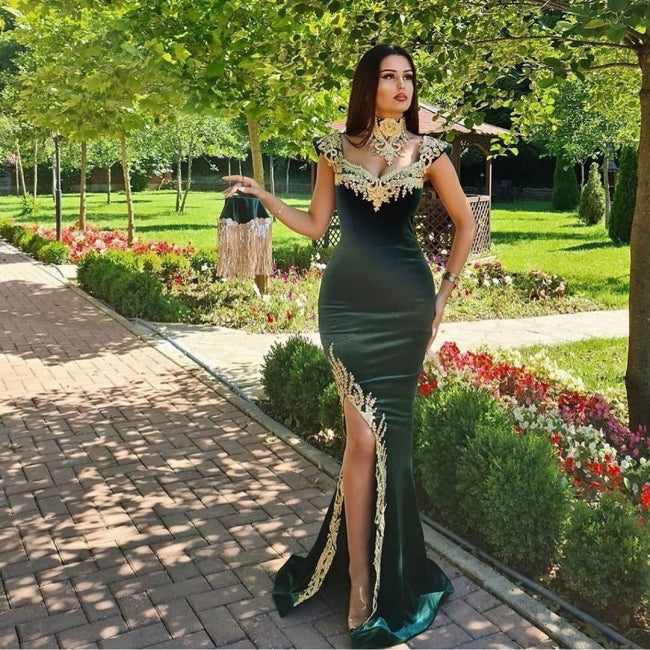 Vestidos de noche largos verdes | Vestido de noche de graduación con encaje