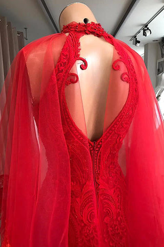 Robe de soirée longue en dentelle rouge, robe cocktail 