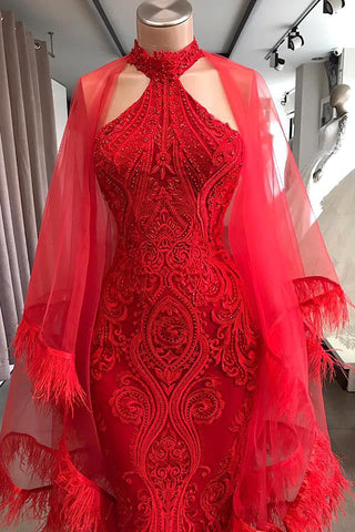 Robe de soirée longue en dentelle rouge, robe cocktail 