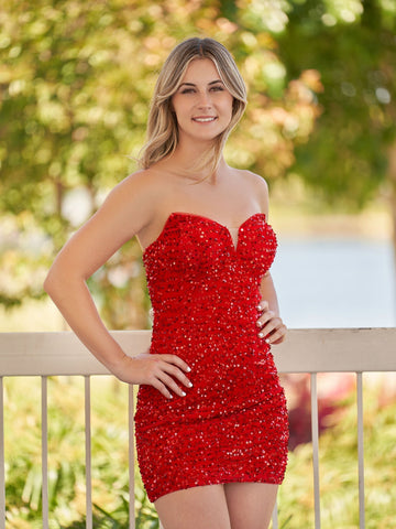 Vestidos cortos de fiesta con lentejuelas negras y escote corazón
