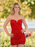 Sweetheart Black Sequin Short Homecoming Dresses