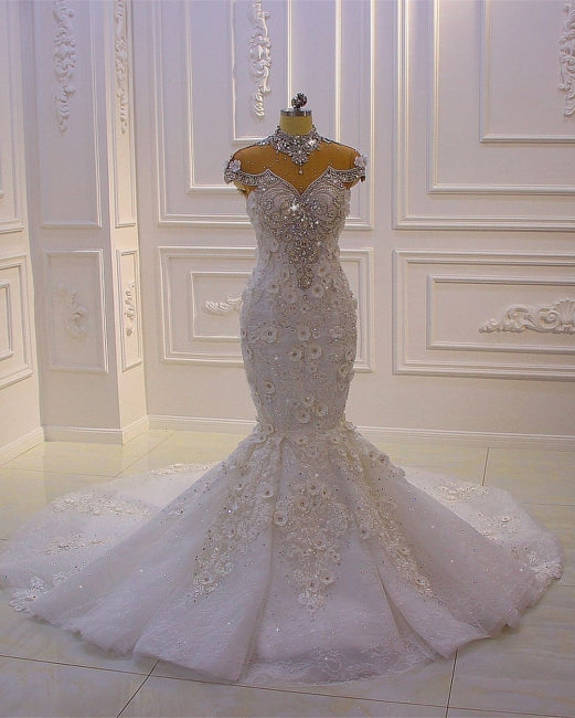 Robes de mariée sirène extravagantes | Robe de mariée en dentelle