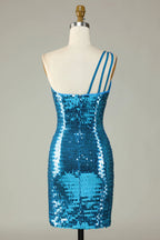 Robe fourreau asymétrique à sequins courte pour le bal de promo