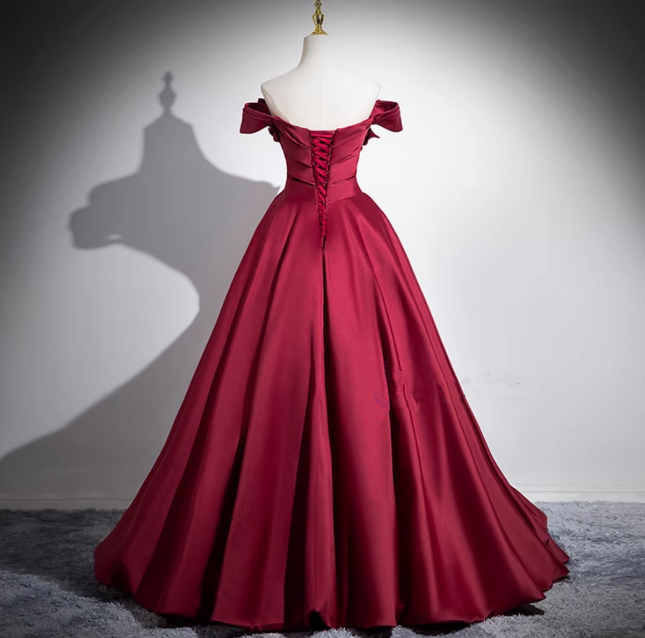 Vestido de fiesta plisado de satén burdeos, corte en A, elegante, estilo baile de gala Y7661