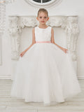 Vestido de princesa/de tul color marfil para niña de las flores 