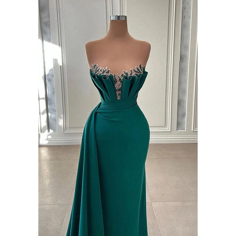 Elegant Deep V-Neck Off-Shoulder Sleeveless Sheath Party Prom Dress