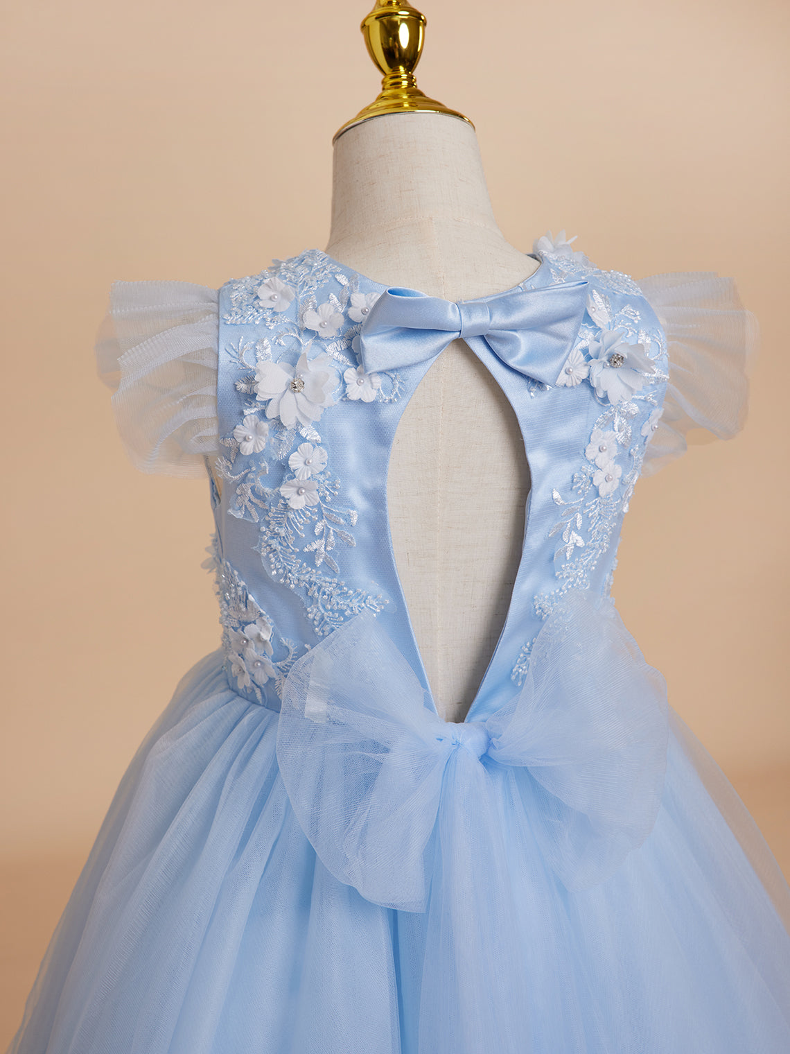 Vestido de baile/princesa de satén y tul azul hasta la rodilla (2003225970) 