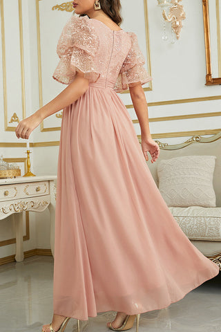 Vestidos de noche elegantes de encaje sólido con escote en V de celebridades 