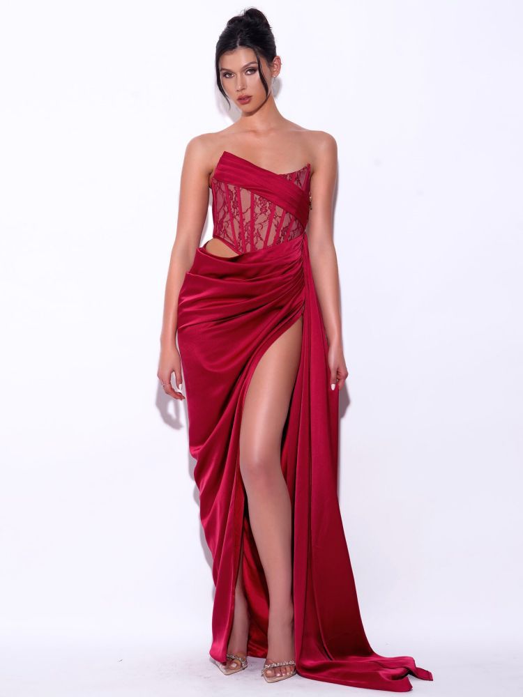 Vestido de fiesta negro informal, sexy y sin tirantes con vendaje 