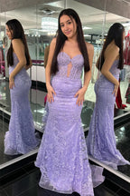 Gorgeous Mermaid Sweetheart Black Corset Prom Dress with Appliques