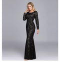 Spring Multi-Color Long Sleeve round Neck Fishtail Banquet Evening Dress for Women