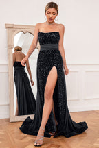 Robe de bal bustier à sequins royaux