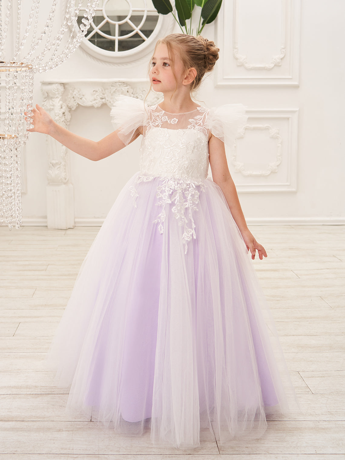 Robe de demoiselle d'honneur à traîne en tulle et dentelle amovible 