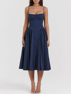 Robe midi bustier à col en V 