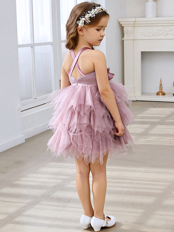 Vestido de princesa/vestido de tul hasta la rodilla para bebé niña 