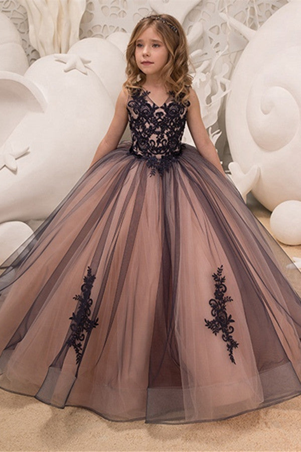 Robe de bal de princesse en dentelle noire, robe de demoiselle d'honneur