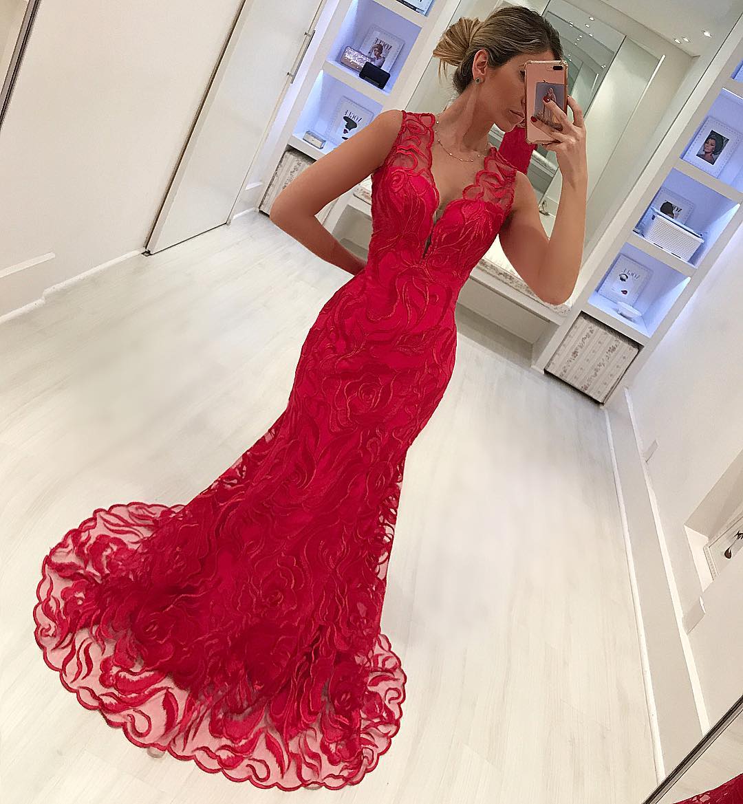 Sleeveless Mermaid Prom Dress With Lace Evening Gowns