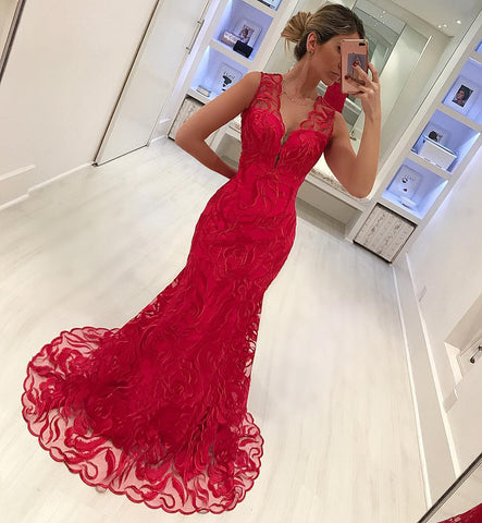 Robe de bal sirène sans manches avec robes de soirée en dentelle