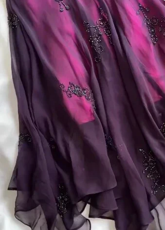 Robe de bal sirène vintage violette en mousseline de soie à perles, dos nu, longue robe de soirée Y7503