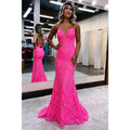 Vestido de fiesta de sirena con apliques de lentejuelas y escote en V sexy y purpurina