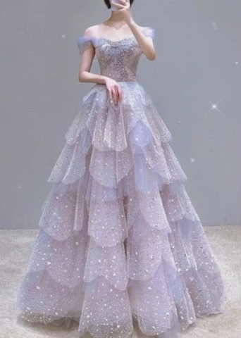 Magnifique robe de bal en tulle à épaules dénudées, robe de soirée Y7580