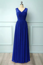 Robe de demoiselle d'honneur longue à col en V