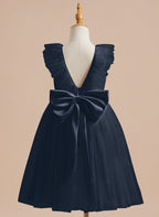 Vestido de niña de las flores de corte A, de satén y tul, hasta la rodilla 