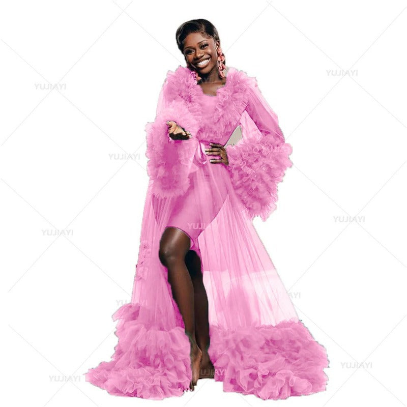Vestido de novia de baile, bata de tul vaporosa para sesión de fotos, vestido de fiesta de boda para mujer embarazada