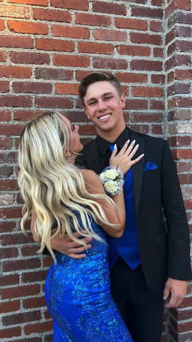 Robe de bal sirène bleu roi élégante, charmante robe de soirée bleu roi Y1831