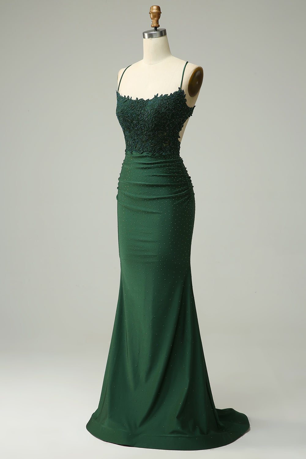 Mermaid Spaghetti Straps Royal Blue Long Prom Dress with Appliques