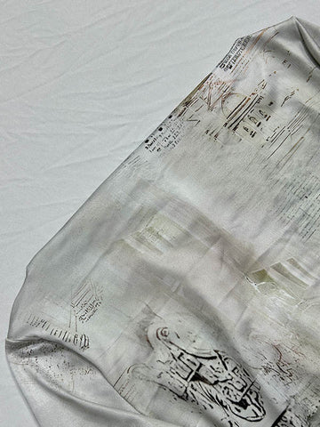 Vestidos largos de noche ajustados de manga larga con estampado, espalda con abertura, escote redondo y abertura lateral. 