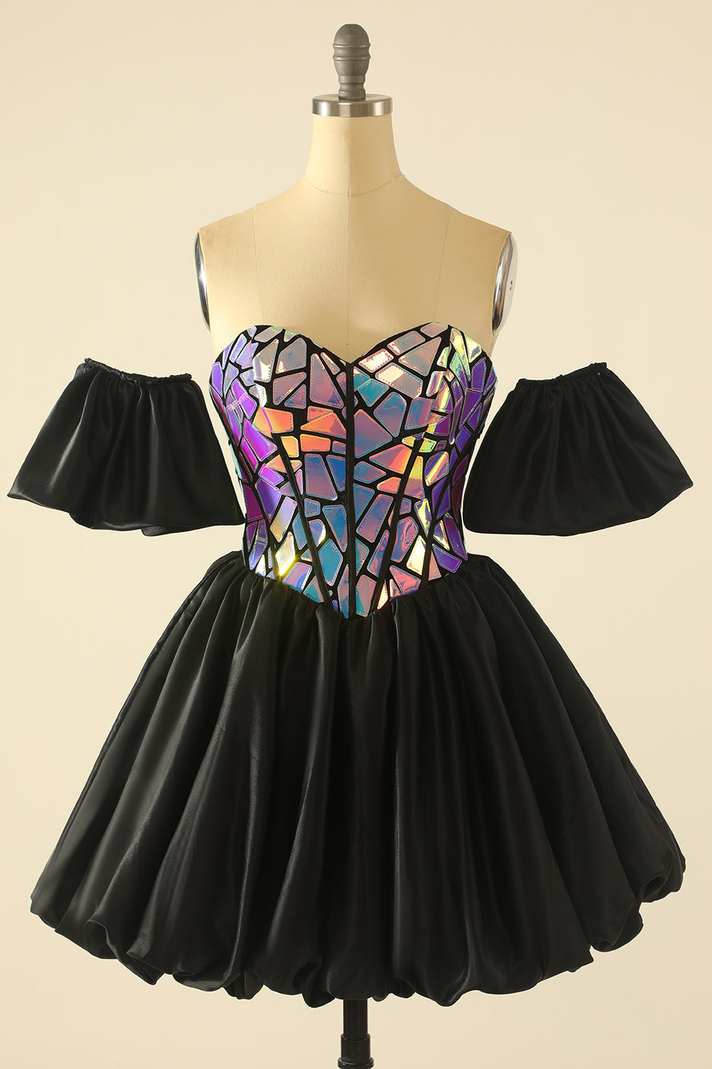 Vestido de fiesta de bienvenida estilo corazón con mangas desmontables