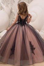 Robe de bal de princesse en dentelle noire, robe de demoiselle d'honneur