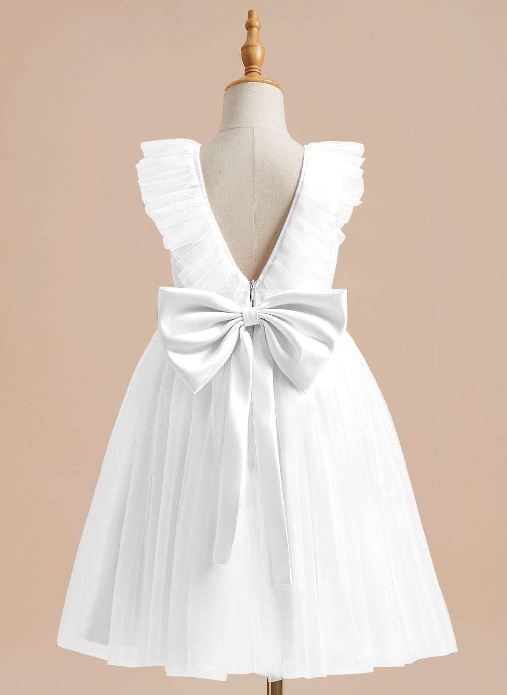 Vestido de niña de las flores de corte A, de satén y tul, hasta la rodilla 