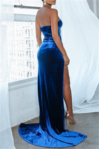 Sexy Casual Solid Backless Slit Strapless Evening Dress Dresses