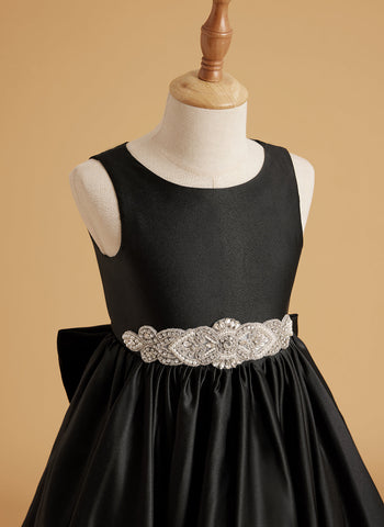 Vestido de princesa de satén con cola para niña de las flores 