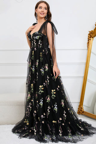 Elegant Black Off The Shoulder Long Sleeves A-Line Prom Dress