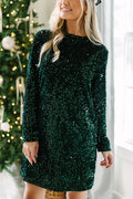 Robe courte à manches longues en velours à sequins City Lights 