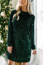 Robe courte à manches longues en velours à sequins City Lights 