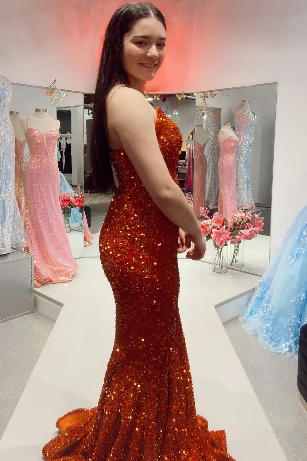 Robe de bal à imprimé cœur