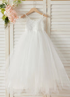 Vestido de baile/vestido largo de princesa de tul y encaje blanco (010145213) 