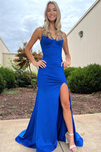 Spaghetti Straps Long Prom Dress with Slit