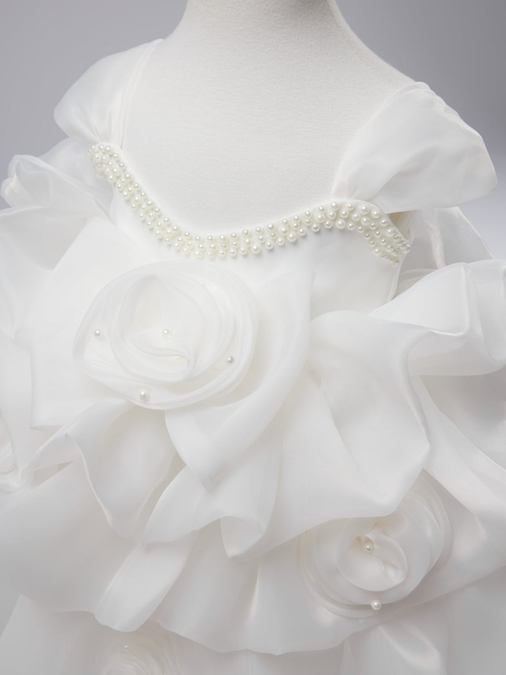 Vestido de organza con flores 3D hasta la rodilla para fiesta de primer cumpleaños de niña 