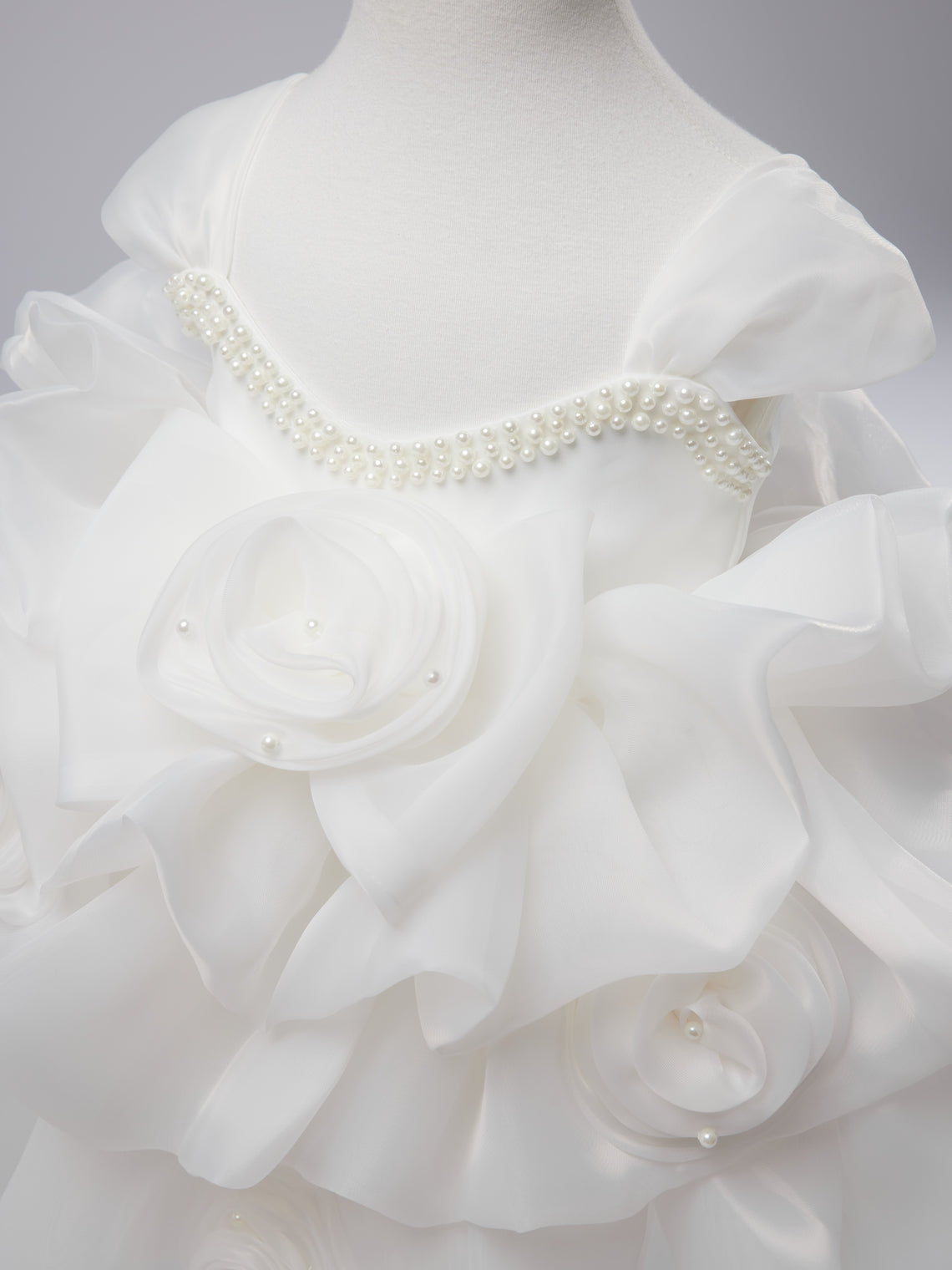 Vestido de organza con flores 3D hasta la rodilla para fiesta de primer cumpleaños de niña 