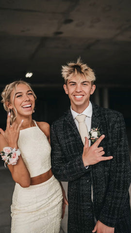 Robe de bal sirène deux pièces en dentelle blanche, robe de soirée élégante Y489