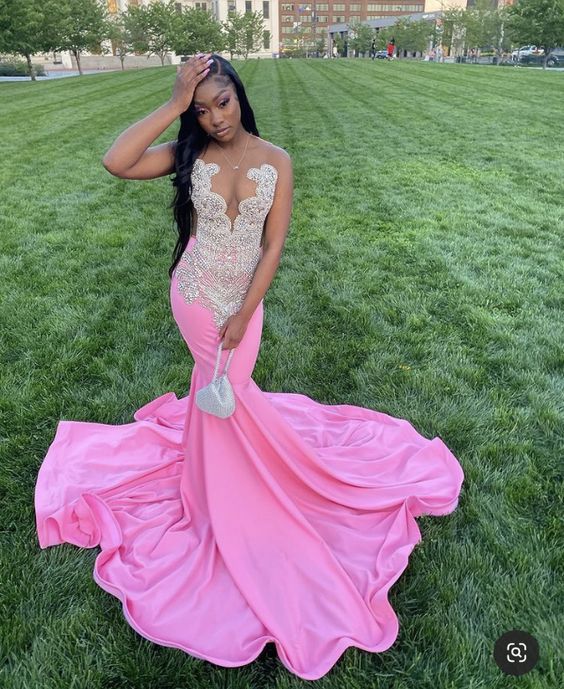 Vestidos de graduación rosas, vestidos de graduación brillantes, vestidos de noche de sirena Y470