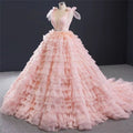 Robe de bal rose poudré scintillante pour quinceañera, robe à volants superposés pour Sweet 16, robe de bal rose poudré Y476