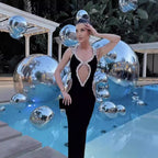 Robe de bal glamour noire bustier à strass 