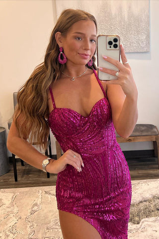 Spaghetti Straps Asymmetrical Prom Dress